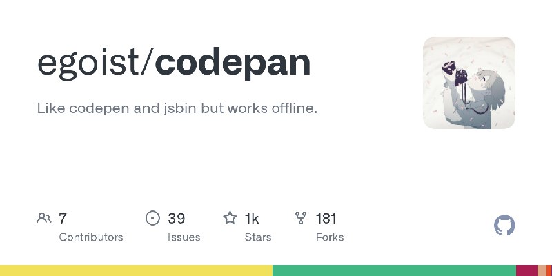 GitHub - egoist/codepan: Like codepen and jsbin but works offline.
